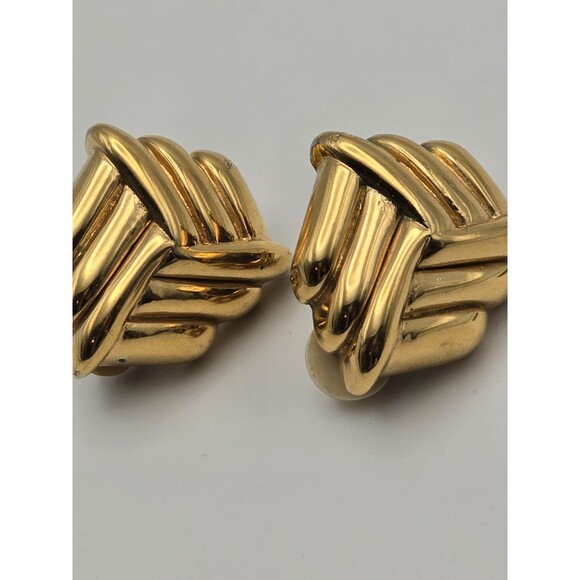 Vintage St. John Gold-Tone Knot Clip-On Earrings - Picture 1 of 5